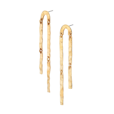 Shimmer from every angle with the Maji Dangle Earrings. These radiant earrings make a sleek and, more importantly, impactful statement. With a handcrafted hammered effect, this style was responsibly made by our artisan partners in Kenya using traditional techniques in 24K gold-plated brass.