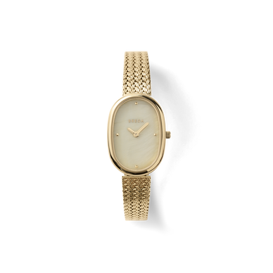 The Tethered collection exists as a daily reminder of our human connection and our shared memories intertwined, endlessly collapsing together. The Jane (Tethered) carries a delicate 23mm oval case, champagne mother of pearl dial and a tapered woven mesh bracelet that fastens with a quick release clasp. Mother of Pearl is a product of nature, there will be variances in texture on each dial. Fulfilled by our friends at BREDA *Please Note: Rewards cannot be applied to this product This item is not eligible for returns This item cannot be shipped outside the U.S.