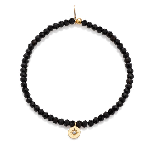 Black Crystal & Satin Yellow CZ Star Charm Bracelet