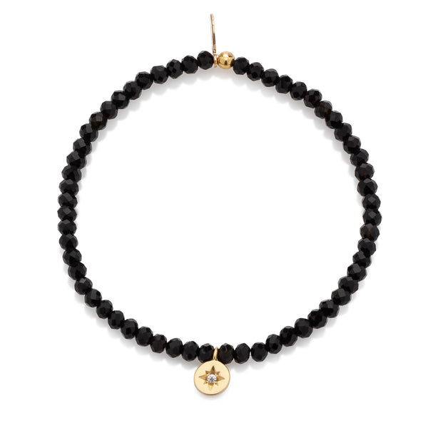 Black Crystal & Satin Yellow CZ Star Charm Bracelet