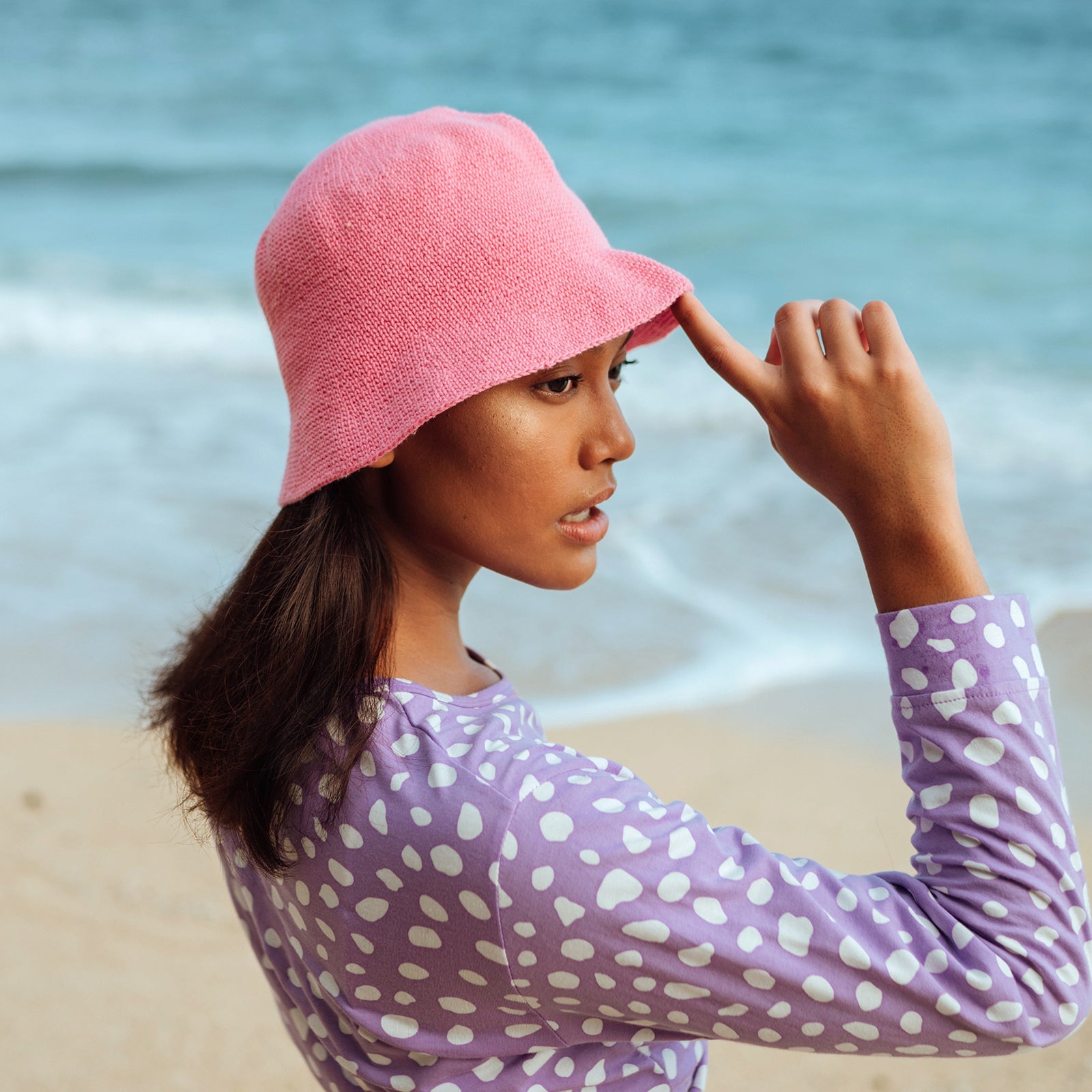 Florette Crochet Bucket Hat in Pink