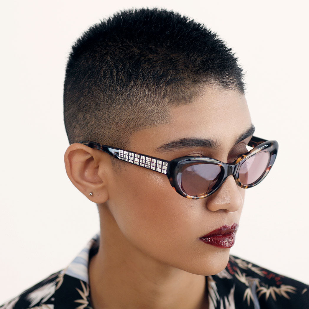 Tyche + Iset Oceana Sunglasses in Plum Tortoise Anne Klein Plum Tortoise Square Leo Sunglasses main image 4