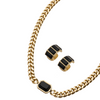 Chunky Gem Choker and Hoops Set - Black