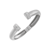 Pave Open Claw Ridged Bangle Bracelet