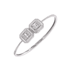 Illusion Cz X Baguette Double Charm Bangle Bracelet