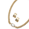 Chunky Gem Choker and Hoops Set - Crystal