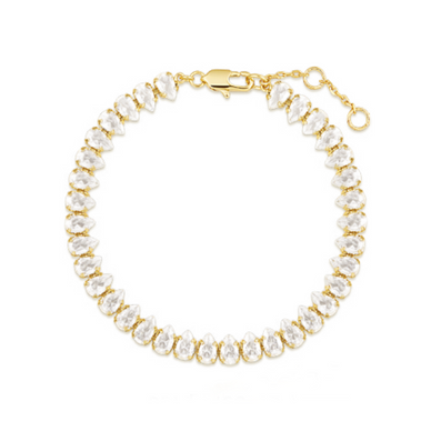 


18k gold-plated and pear-shaped white cubic zirconia 


Length: 6” + 1” extension chain  


*Please Note: 

Rewards cannot be applied to this product
This item is not eligible for returns 
This item cannot be shipped outside the U.S.
