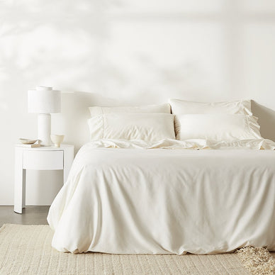 Not the linen you know. Uplift your space with our eco-luxe Linen+ Duvet Cover. Reimagined with our patented CleanBamboo Hemp™, our take on linen is decadently soft and much kinder to the planet. Made of a luxurious blend of bamboo and hemp fibers that creates varying depths of color for a unique, elevated look. 

Made of 70% bamboo lyocell, 30% hemp
99.9% antimicrobial so you wake up feeling fresh
No harmful chemicals
Hypoallergenic and gentle on sensitive skin
Fewer wrinkles than flax linen

Details 

Includes one duvet cover
Tagua nut buttons
Pre-washed and packaged in a reusable drawstring bag made from fabric scraps
STANDARD 100 by OEKO-TEX® SH065 176027 TESTEX (aka no harmful chemicals)

Care 


Machine washable - Wash on cold with mild detergent and like fabrics on a gentle or delicate setting. Line dry or tumble dry low. Avoid bleach or fabric softener. Dry clean optional.


Wrinkle-free - Shake out bedding between washing and drying. Remove immediately after drying, or line dry if preferred. If desired, iron at a low temperature.


Pilling prevention - Some pilling is normal for natural fibers. To prevent excess pilling, avoid fabric softeners, dryer balls and friction with other rough fabrics.


Fulfilled by our friends at  ettitude 
*Please Note: 

Rewards cannot be applied to this product
This item is not eligible for returns 
This item cannot be shipped outside th

  
