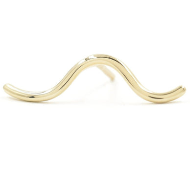 Stud Ear Climber, 14K Gold, Single 
This ear climber can be facing vertical, horizontal, you name it! The sleekest golden climber. This sleek ear climber can be worn so many ways, it can be used to cover the whole ear for a minimalist look, or look as though it is weaving in and around other piercings. 
Only one piercing needed, a post with earring back. Sold as single. 
Fulfilled by our friends at BONDEYE JEWELRY ® 
*Please Note: 

Rewards cannot be applied to this product
This item is not eligible for returns 
This item cannot be shipped outside the U.S.
