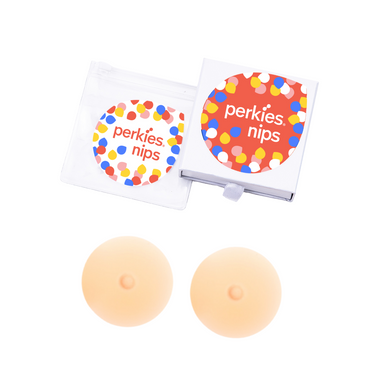 These (patent pending) adhesive nipple enhancers provide women with a desirable consistent perky look! As an alternative to bras, these skin-colored nipples provide a freeing look under your shirt. Whether you have inverted nipples, have had a mastectomy, or just want to enhance what’s already there, these reusable nipple enhancers are here to help you feel like your best self. 
Perkies Nips are the first of their kind and play into the current trend of "free the nip".  
Fulfilled by our friends at Perkies 