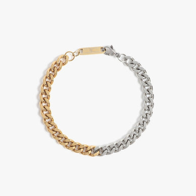  Oh baby. It’s here. Our classic Kelsey Collection is back and better than ever in a mixed-metal two-tone color-blocked design! Featuring both polished and 14k gold plated stainless steel Cuban chain links, this gasp-worthy bracelet is a guaranteed conversation starter and a year-round piece that you will rock with every ensemble. Worn on its own or stacked with other bracelets, Kelsey makes mixing metals a breeze. Designer tip — rock the Kelsey Bracelet with the Kelsey Two-Tone Chain for the entire It Girl ensemble. 



7" length
6mm width
Lobster clasp closure

Fulfilled by our friends at MARRIN COSTELLO 

Please Note: Rewards cannot be applied to this product 
