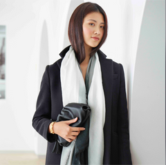 Understated leather crescent clutch sale