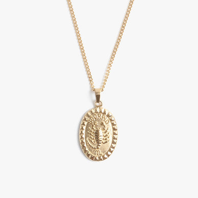 The eight astrological sign in the zodiac, the Scorpio is known for its transformation, energy, fearlessness, and ambition. Represented by the scorpion itself, our Scorpio Zodiac Pendant has incredible detail of its arachnid outer shell. Surrounded by our signature MC Melrose studded border, the Scorpio name and water sign design is accompanied by its respective glyph — an M with a barbed tail turned upward, representing the creation and destruction that is inherent in Scorpio. A gorgeous ovular pendant hung from a delicate curb link chain, this 16” necklace comes complete with a 2” extender — giving you all the layering options in one hypoallergenic and water resistant piece that you can put on and never take off. A favorite necklace to gift to others — we highly recommend pairing the Scorpio Pendant with our Scorpio Print for the complete birthday set. 

October 23 - November 21 
16" length, 1" extender 
0.5" pendant

Fulfilled by our friends at MARRIN COSTELLO 


Please Note: Rewards cannot be applied to this product
