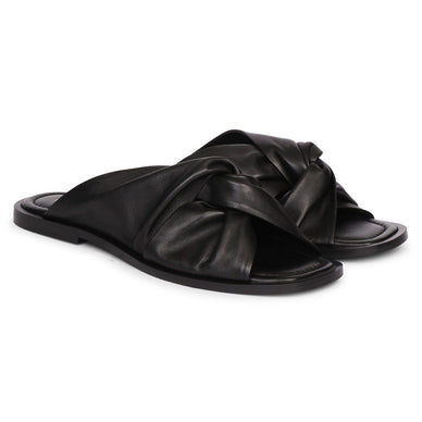 This fashionable black Taylor slide from Saint G features a stylish upper and sole that makes it comfortable. The pair also comes with a round toe and padded leather insole that further elevates its look. This trendy slide is surely a good addition to your footwear collection. 
Brand: Saint G 
Color: Black 
Closure: Slip On 
Upper: Leather 
Lining: Leather 
Insole: Leather 
Sole: Tunit 
Material: Sheep Nappa  
Heel Height: 0.4 Inches 
Fulfilled by our friends at FutureBrandsGroup 
